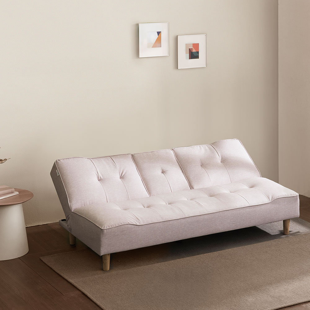 장인가구 로니엘 3인용 컵홀더 홈바 접이식 소파베드 패브릭 방수 가죽 소파