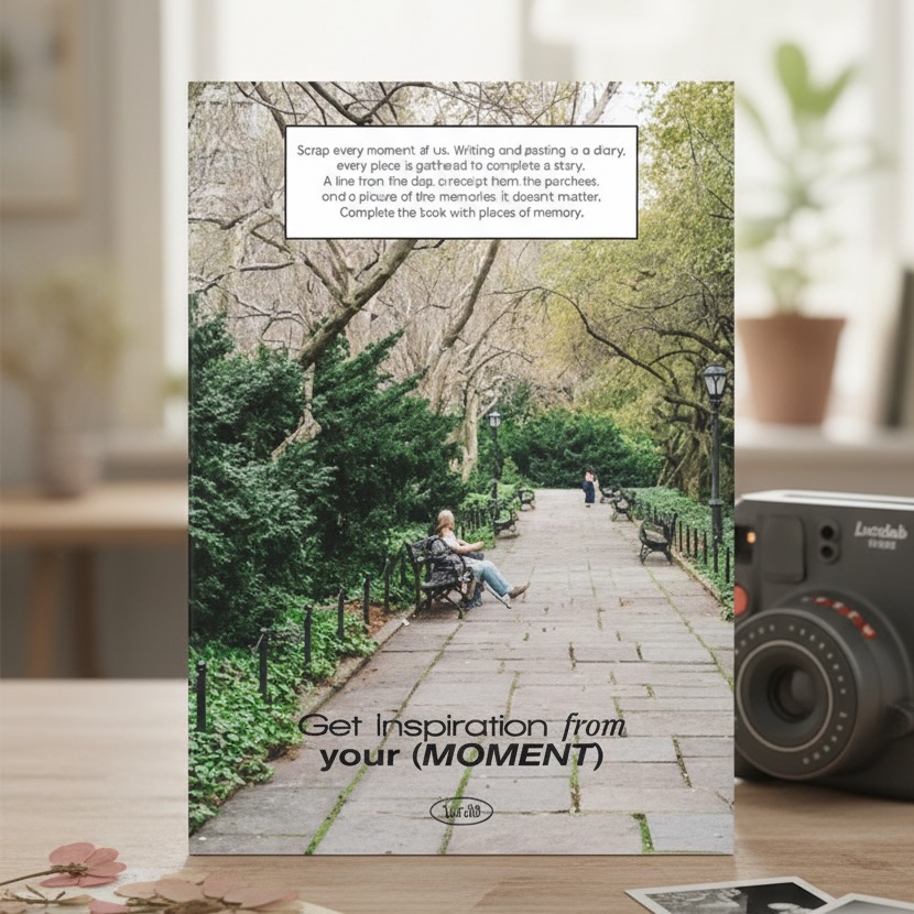 180도 제본 루카랩 스크랩더모먼트 노트 128p A5 일기장 무지 park bench - 상품 이미지