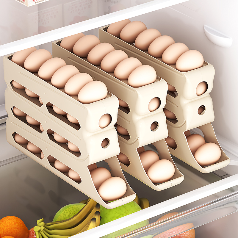 계란 슬라이드 계란판 슬라이딩 달걀 디스펜서 보관용기 냉장고 서랍 용기 정리 화이트 에그 랙 - 상세 이미지 5