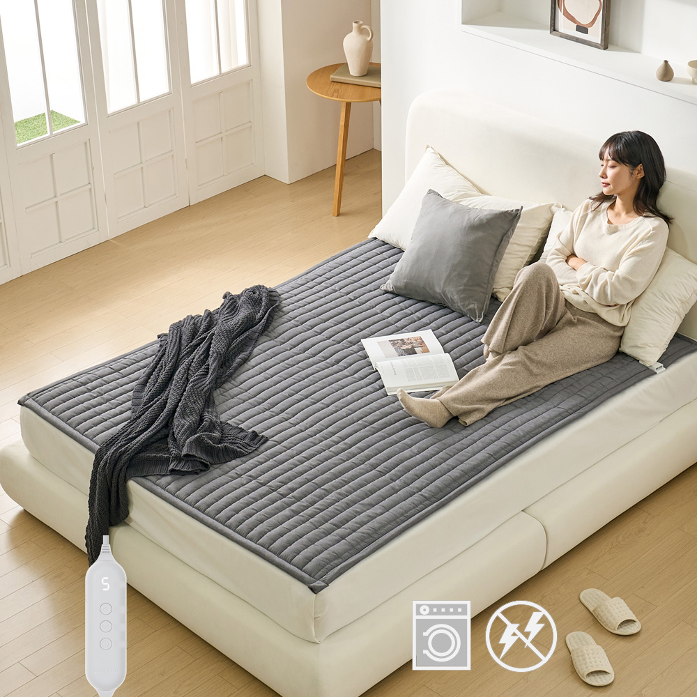 곰표한일 IoT 스마트 탄소매트 전기매트 원격제어 캠핑 가정용 그레이 세탁 킹사이즈