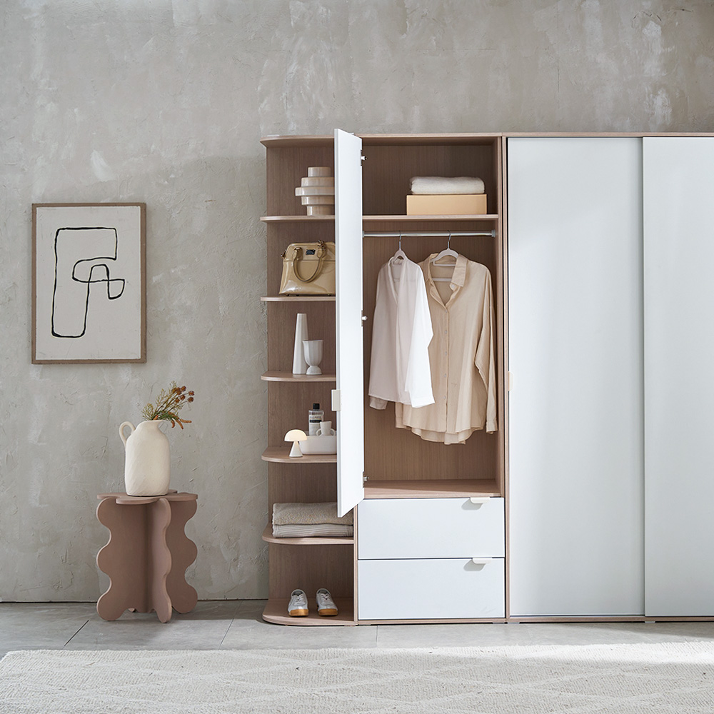 장인가구 코라 600 화장대 라운드 무드등 거울 수납화장대