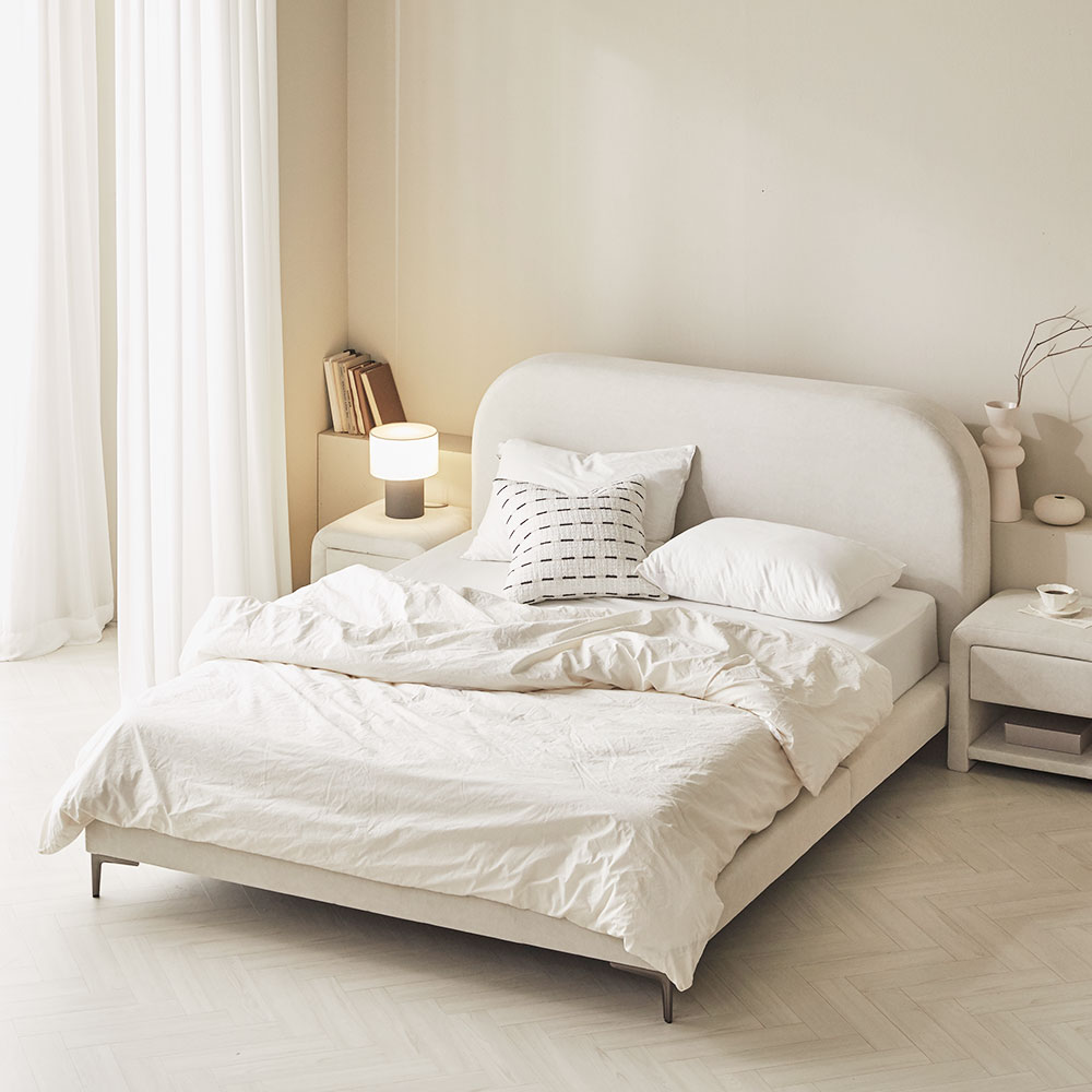 바스포르 몽글 저상형 아쿠아텍스 패브릭 킹사이즈 낮은 호텔 라지킹 침대프레임 K 다리제외