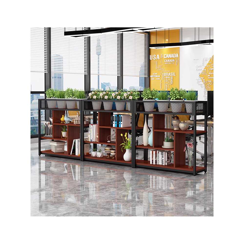 카페 인테리어 식물 파티션 공간분리 조경 거실 가벽 80x29x110cm (블랙+라이트월넛) - 상세 이미지 4