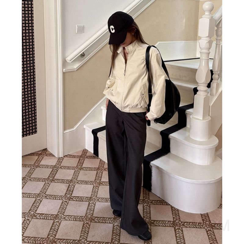 여성 겨울용 다크 그레이 기모 와이드팬츠 캐주얼한 착용감과 스타일을 위한 통바지 드레이프 디자인 편안한 외출용 - 상세 이미지 3