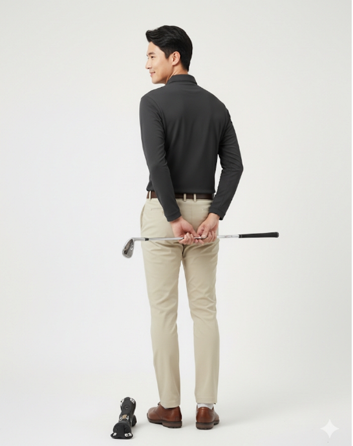 닥스 골프웨어 남성 가을 부드러운 촉감 깔끔한 필드룩 골프 카라 티셔츠 - 상세 이미지 3