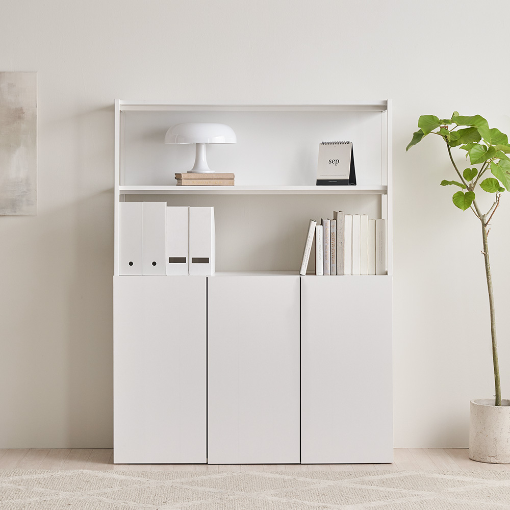 장인가구 마운트 도어장 1200 2단 선반 다용도 수납장 세트