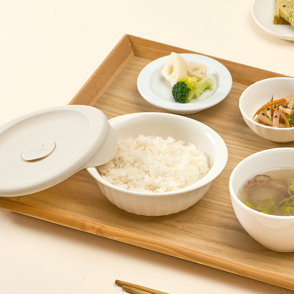 [N단독상품] 바로한끼 도자기 밥용기 아이보리 250ml 2P+355ml 2P 혼합세트