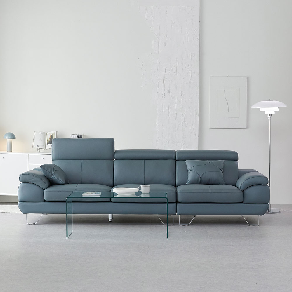 장인가구 베스테 천연면피 가죽 4인 소파