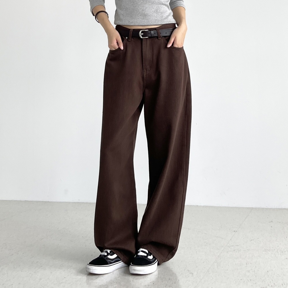 여성와이드팬츠 가을 도톰한 후들 면 코튼 브라운 블랙 여자 벌룬핏 통바지 코지배럴팬츠 - 상세 이미지 2