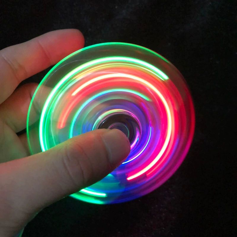 LED 불빛 발광 해소 키덜트 스피너 스트레스 피젯 다크 퍼플 3잎 아이언블록 라이트블루 - 상세 이미지 3