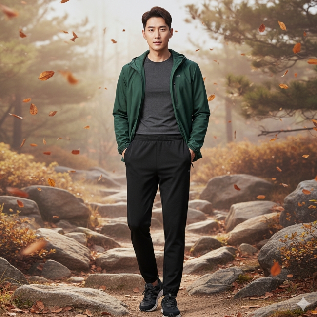 [무료배송/반품] 네파 남자 가을 아웃도어 사방스판 체온유지 트레이닝 츄리닝 바지 기본, 카키, 90 - 상세 이미지 4