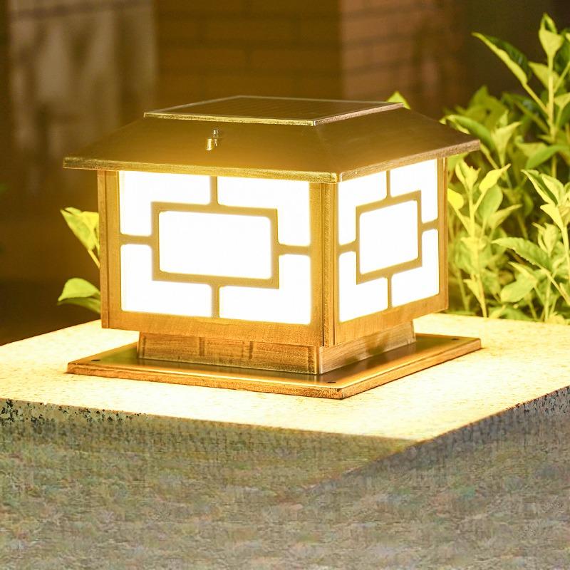 25cm 2PCS 태양광정원등 4색등 자동점등 LED 램프 한옥 기와 리모컨 대문 기둥 야외정원 담장 울타리등 - 상세 이미지 2