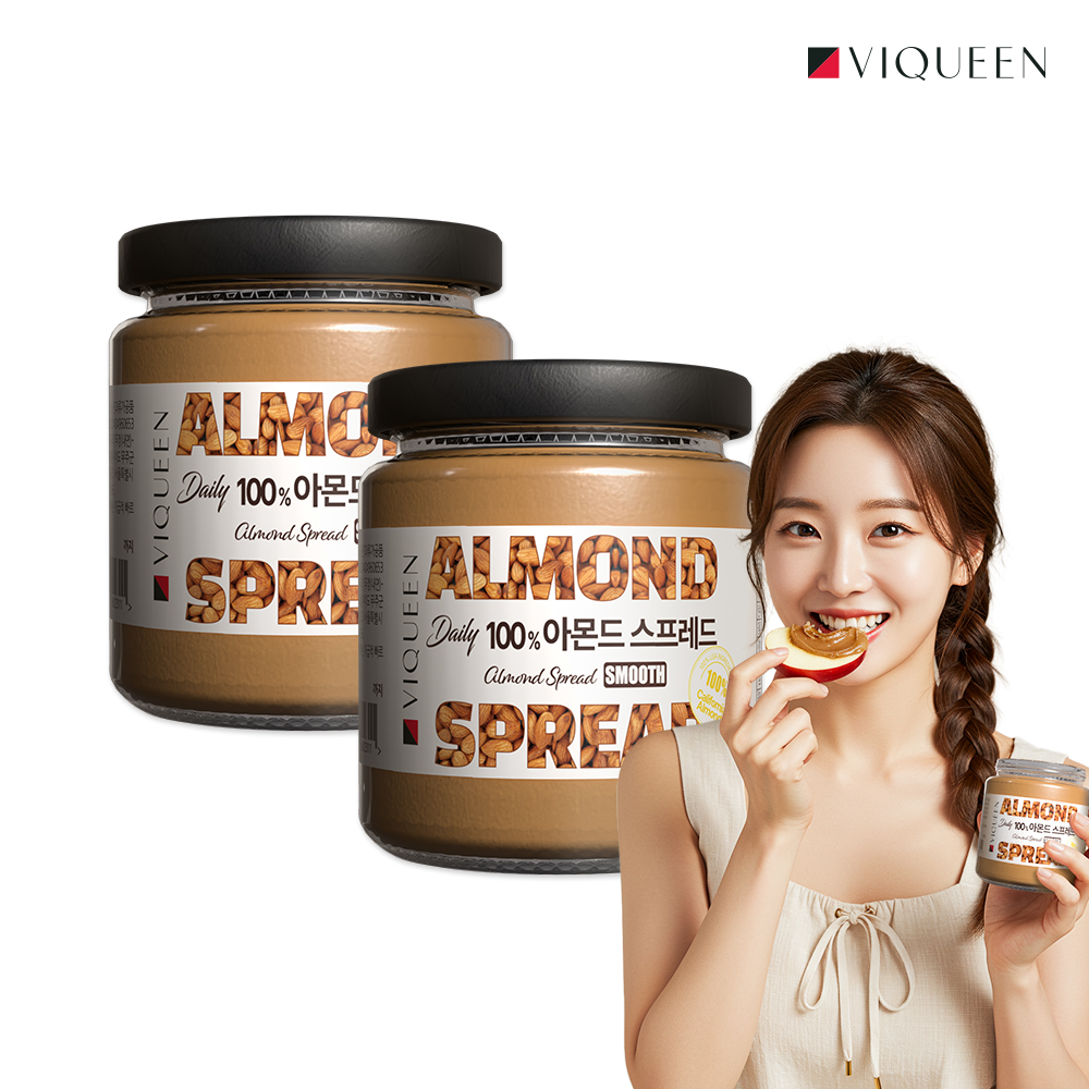 바이퀸 데일리 100% 아몬드버터 220g 스프레드 무첨가 1+1 - 메인 이미지