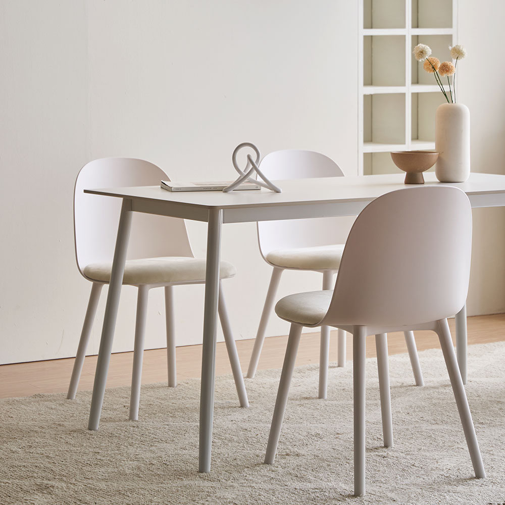 장인가구 벨노아 포세린 세라믹 4인용 1600 와이드 사각 테이블 식탁세트 의자4