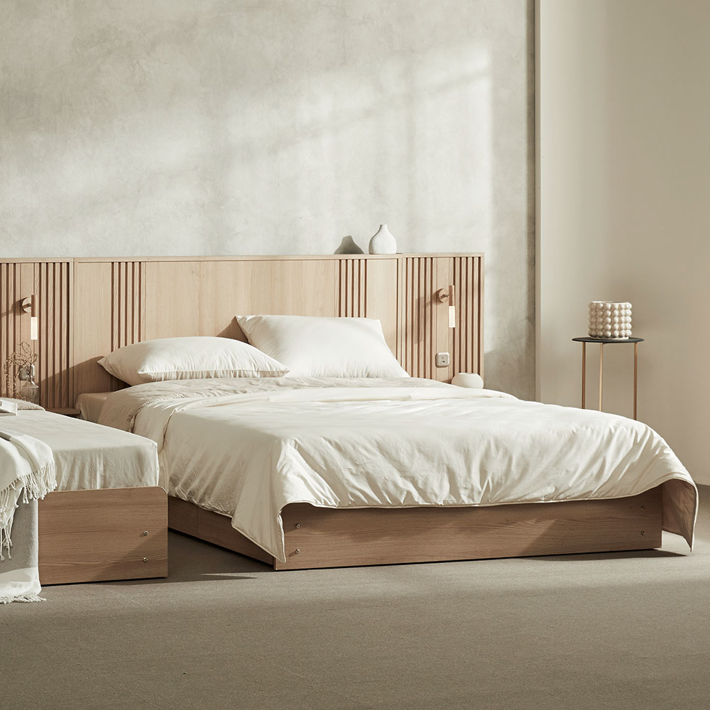 장인가구 로시 라이트 템바보드 평상형 원룸 신혼부부 수납 호텔 침대 프레임 SS 일반형