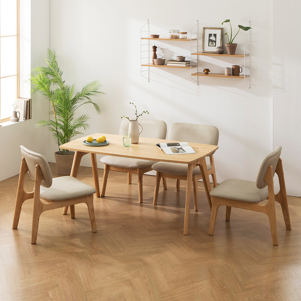 장인가구 칸토르 원목 낮은 식탁 세트 4인