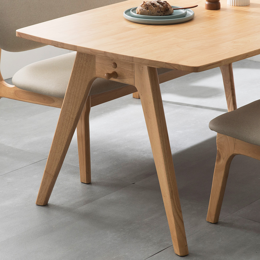 장인가구 칸토르 원목 낮은 식탁 테이블 세트 4인 1400 패밀리 SE0등급