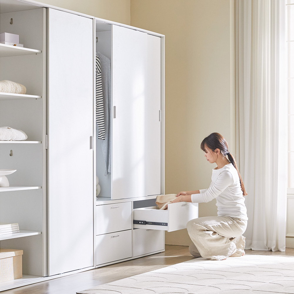 장인가구 나드 1200 슬라이딩 키큰 거울옷장 긴옷 행거형