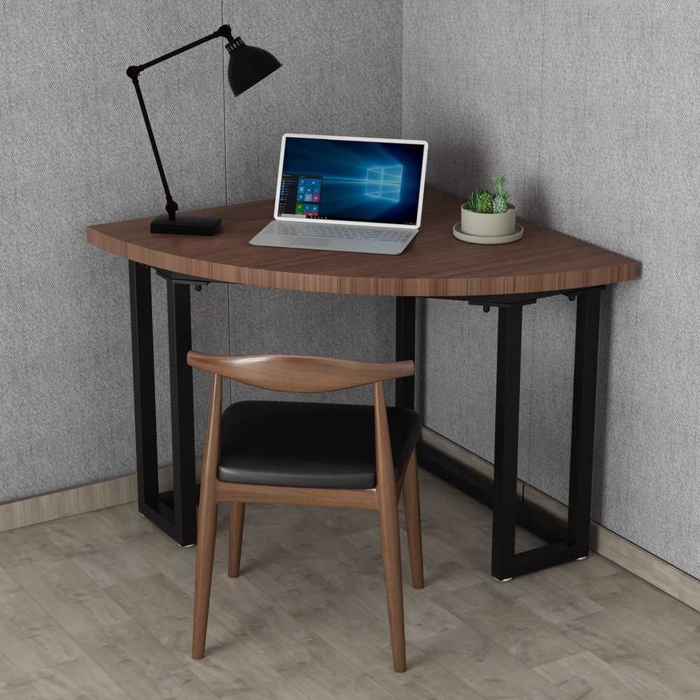 코너 책상 삼각형 디자인 북카페 원룸 소형 가구 구석 삼각 60x60x75 월넛 3cm - 상세 이미지 2