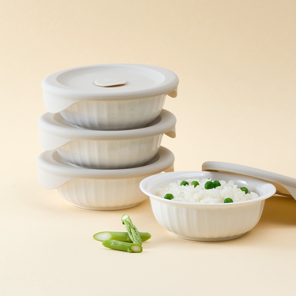 [N단독상품] 바로한끼 도자기 밥용기 아이보리 355ml 4P 제품 이미지