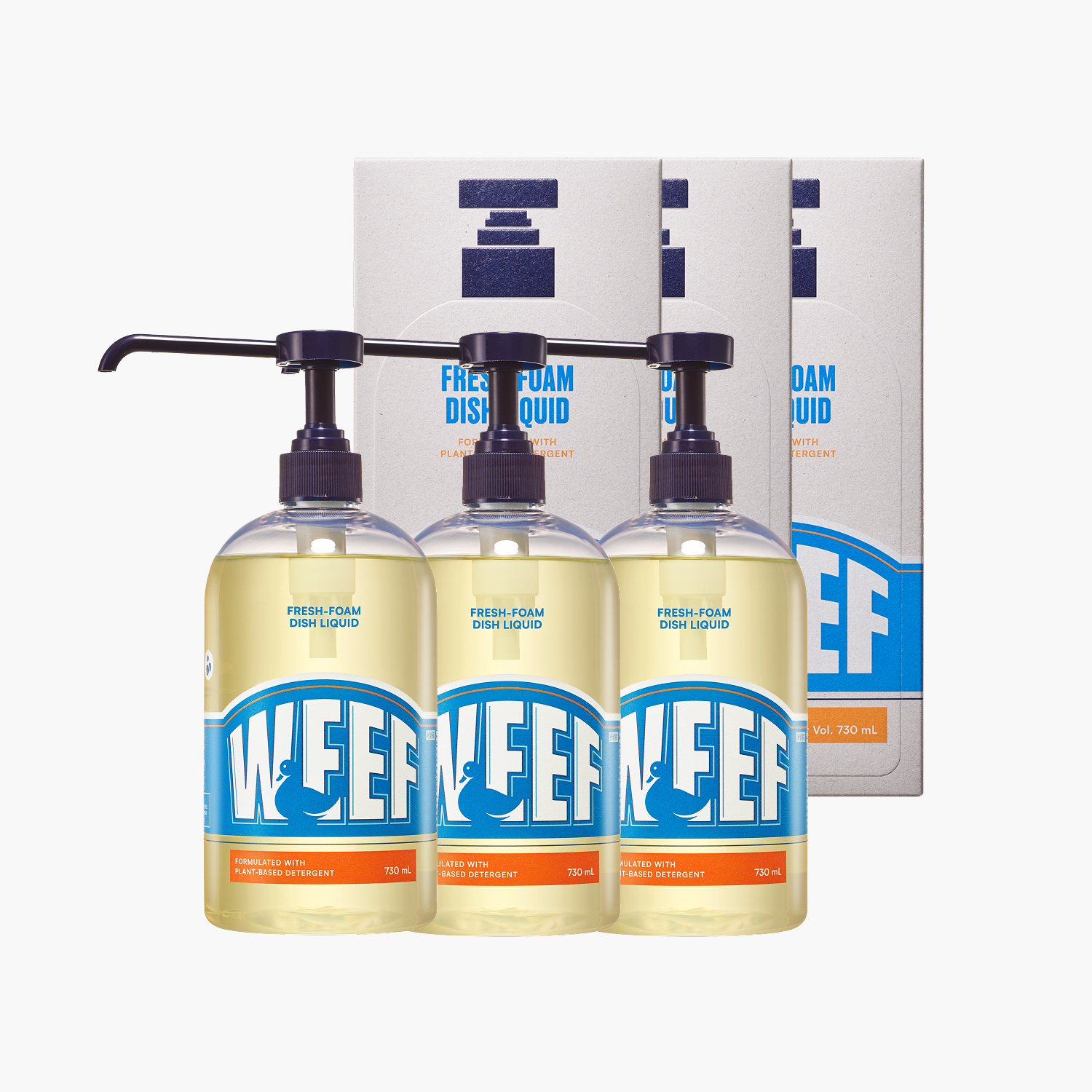 [온가족세제] WEEF 윕 주방세제 무향 | 손설거지용 풍성한 거품 730ml, 3개 - 상품 이미지