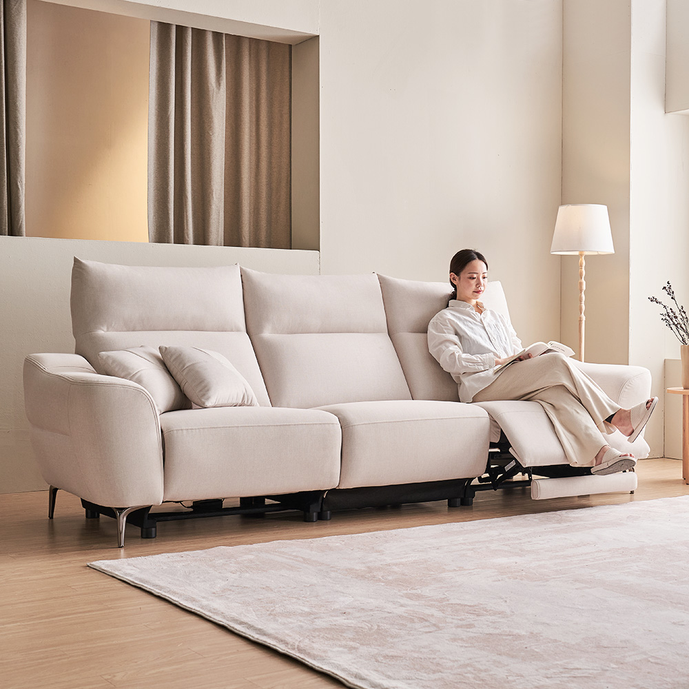 장인가구 오실리아 4인용 양방향 전동 리클라이너 패브릭 소파