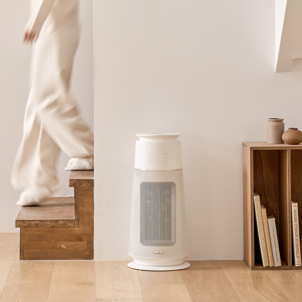 [가습기+온풍기 2in1] 프롬비 미스트 히터팬 자동회전 대형 PTC 온풍기 초음파 가습기 크림화이트