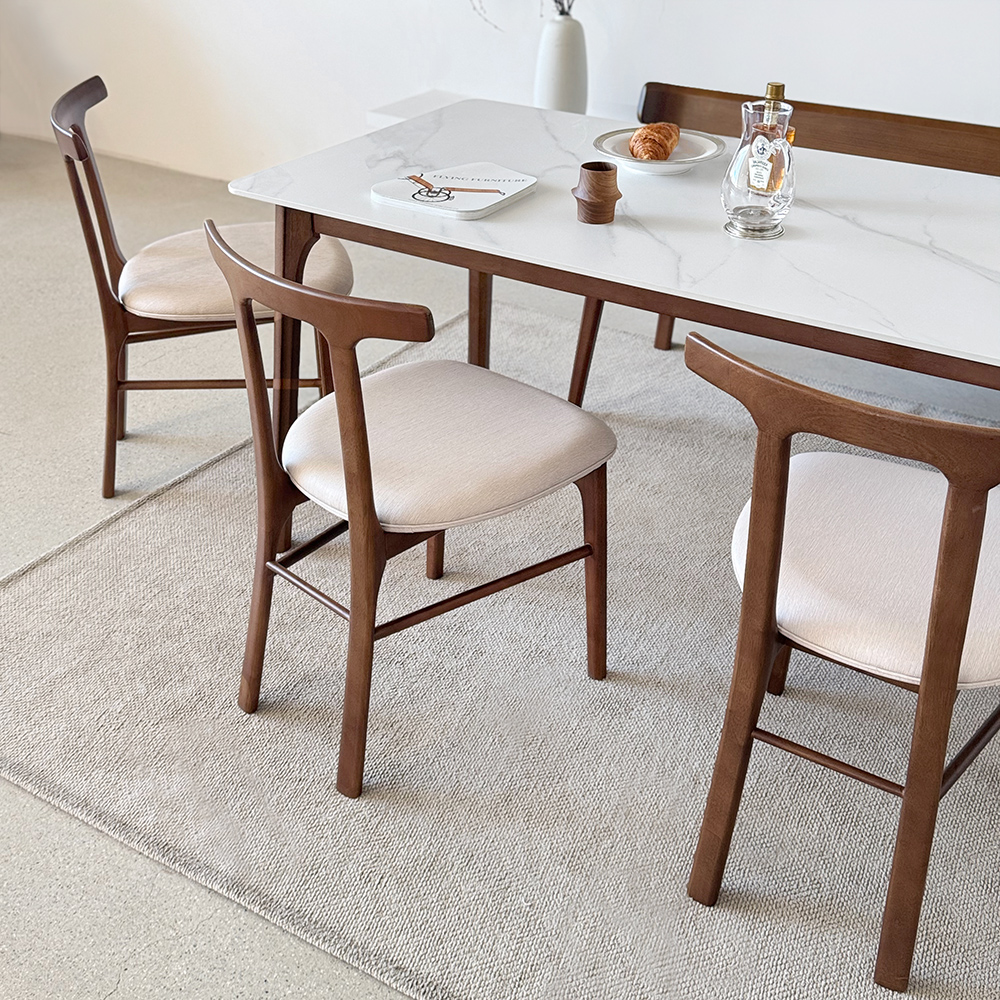 라라 6인용 원목 포세린 세라믹 식탁세트 식탁+의자3+벤치1, 1800mm, 퓨어화이트