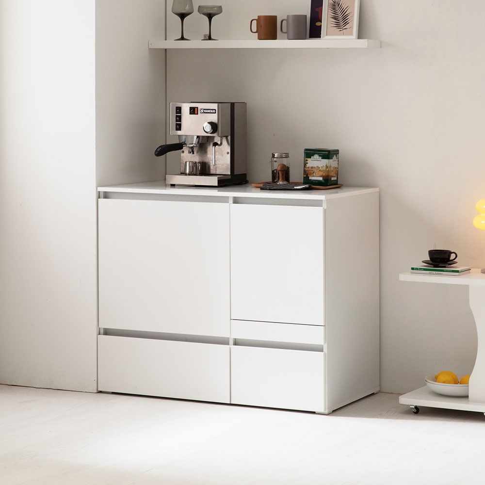 라자가구 모드리안 광파 오븐 렌지대 밥솥 에어프라이어 선반 1000 주방 수납장 도어형