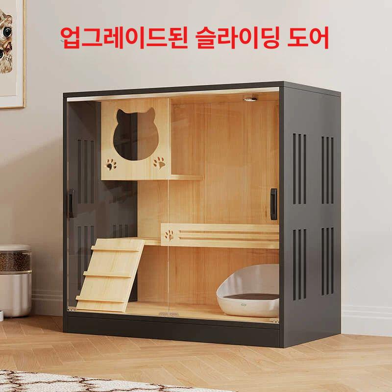 고양이 빌라 캣빌라 놀이터 하우스 호텔장 케이지 반려묘 대형 A1 60x50x120 프리미엄 블랙 직접 설치 - 상세 이미지 5