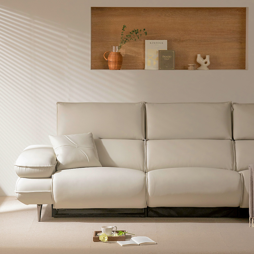 장인가구 판토 3인용 양방향 전동 가죽 리클라이너 소파 오토 헤드레스트