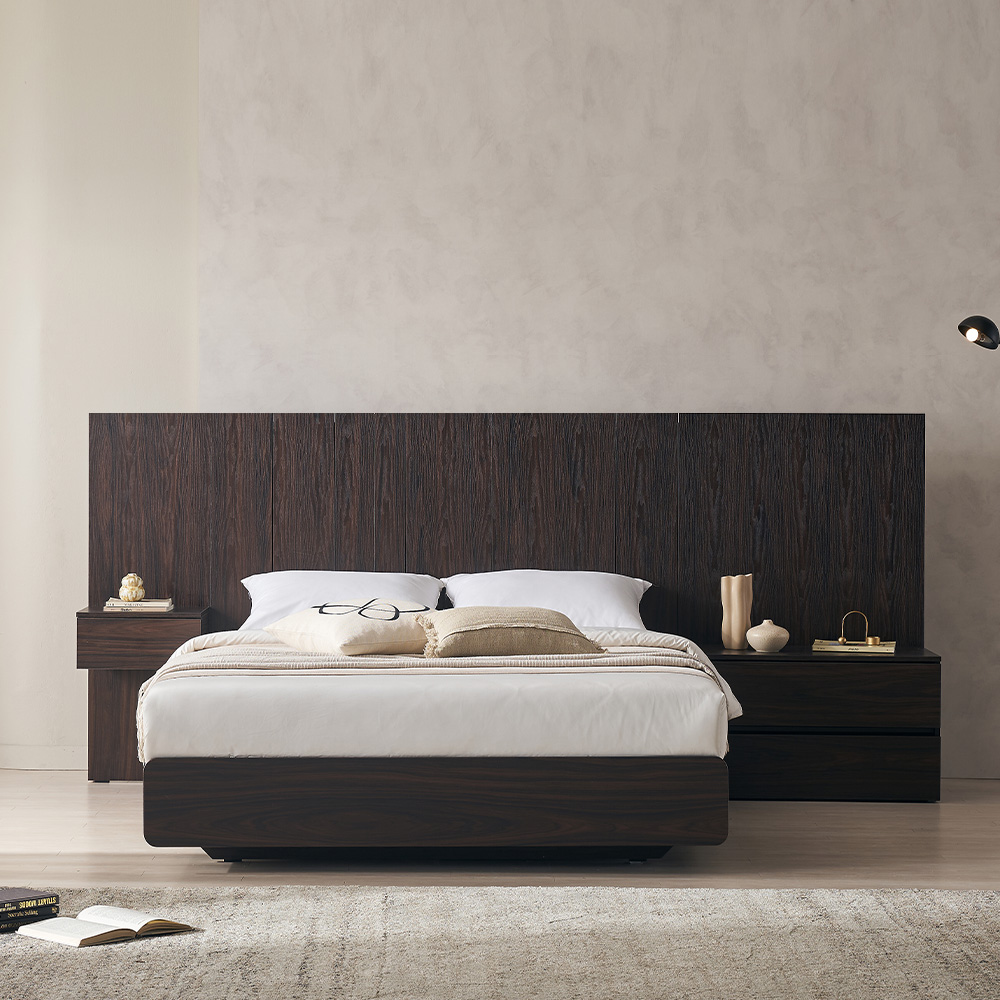 장인가구 까르뎅차콜 E0등급 LED 호텔 평상형 침대프레임 라지킹 LK