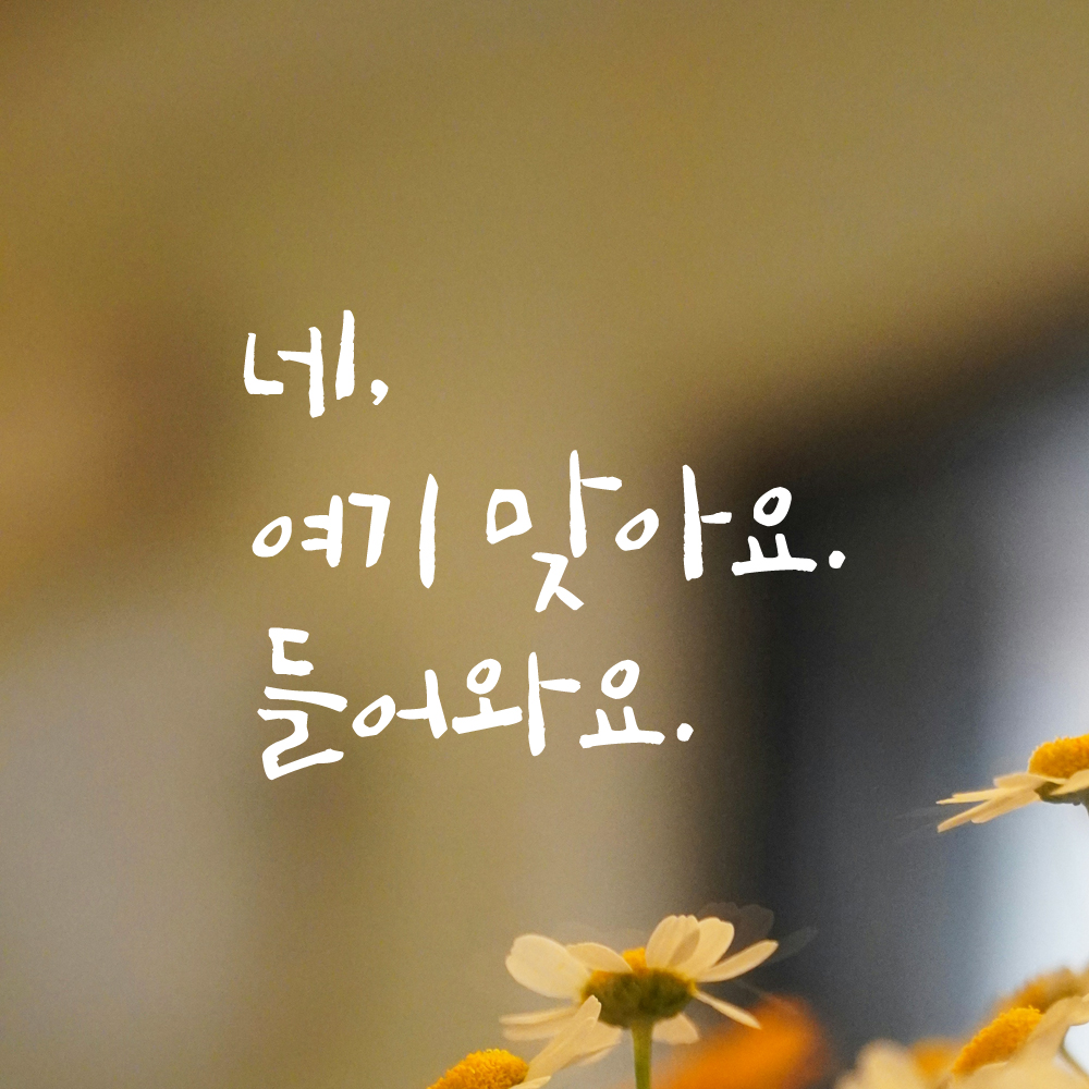 캘리그라피 레터링 스티커 네 여기 맞아요 들어와요 검정S 14.5x11cm - 상세 이미지 2