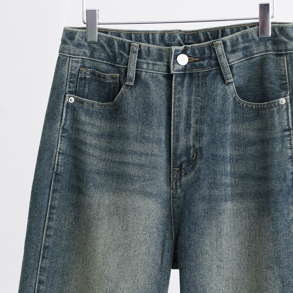 포디 트렌디한 사이드 절개 와이드 데님 팬츠(숏 & 롱 2기장) - 상세 이미지 3