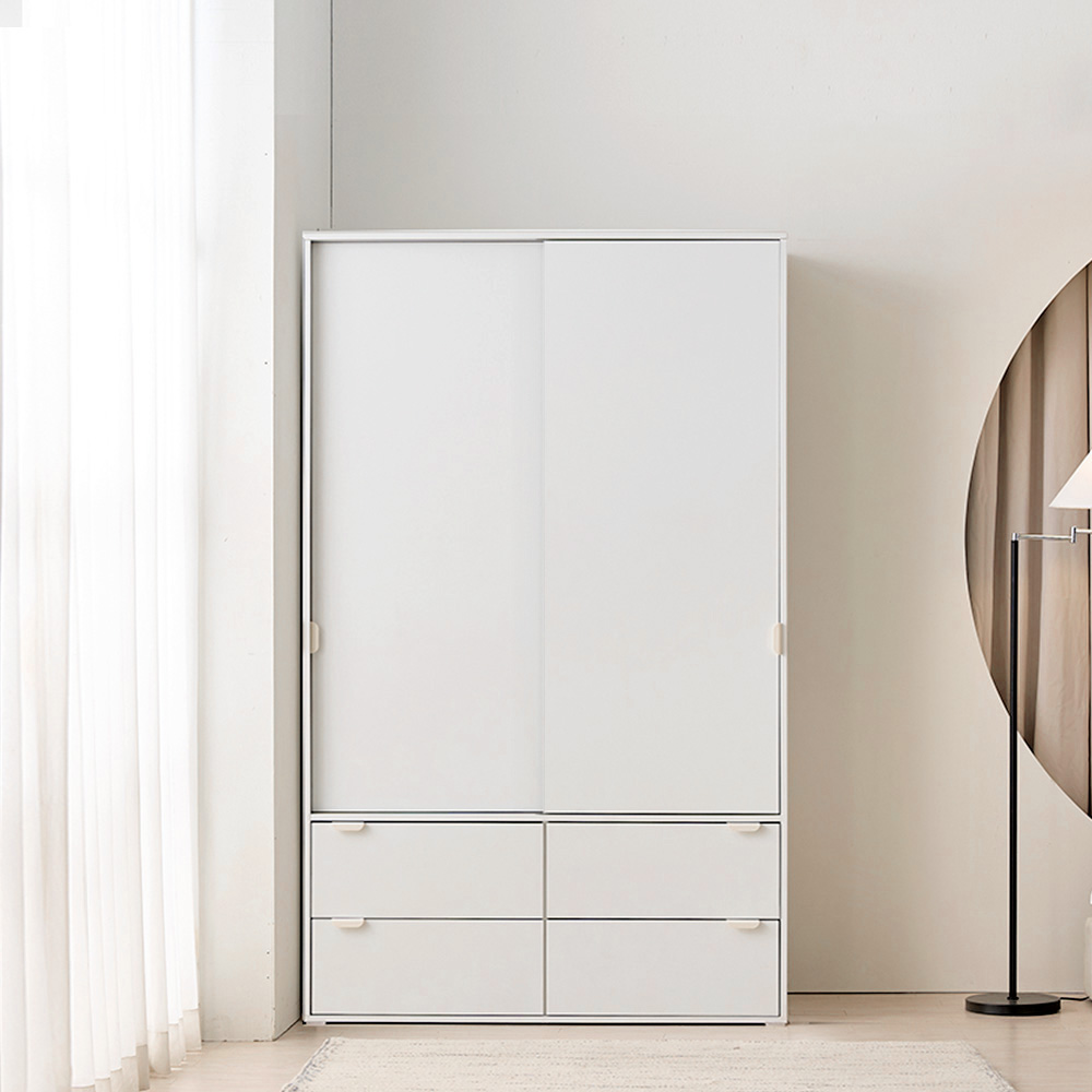 장인가구 코라 슬라이딩 옷장 2단서랍 행거형 1200 - 상품 이미지