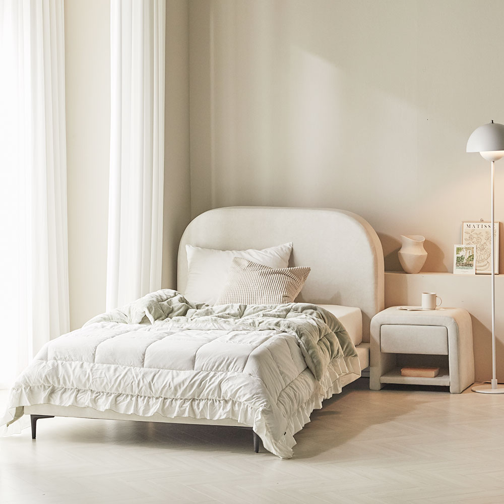 바스포르 몽글 아쿠아텍스 패브릭 저상형 호텔 낮은 침대프레임 Q 다리제외