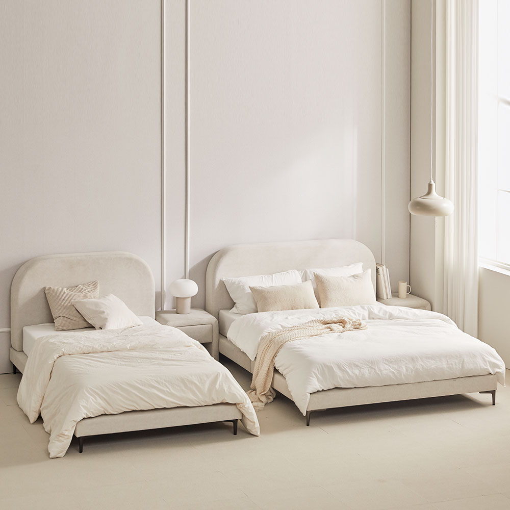 바스포르 몽글 저상형 아쿠아텍스 패브릭 킹사이즈 낮은 호텔 라지킹 침대프레임 K 다리제외