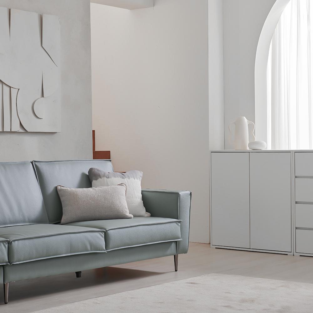 장인가구 데이먼스 4인용 가죽소파 천연면피 탄탄한 방수 거실 쇼파 (스툴 미포함)