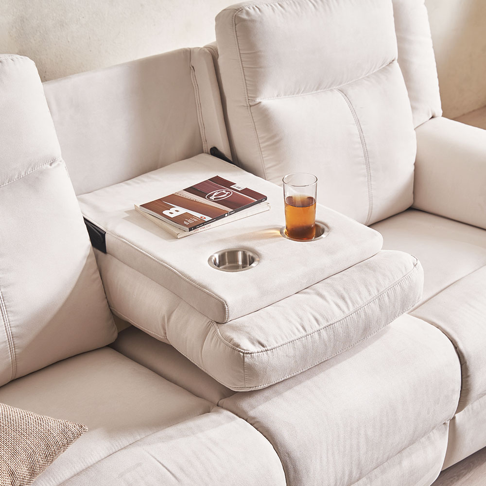 장인가구 코모아 3인용 컵홀더 홈바 전동 리클라이너 아쿠아텍스 패브릭 푹신한 소파