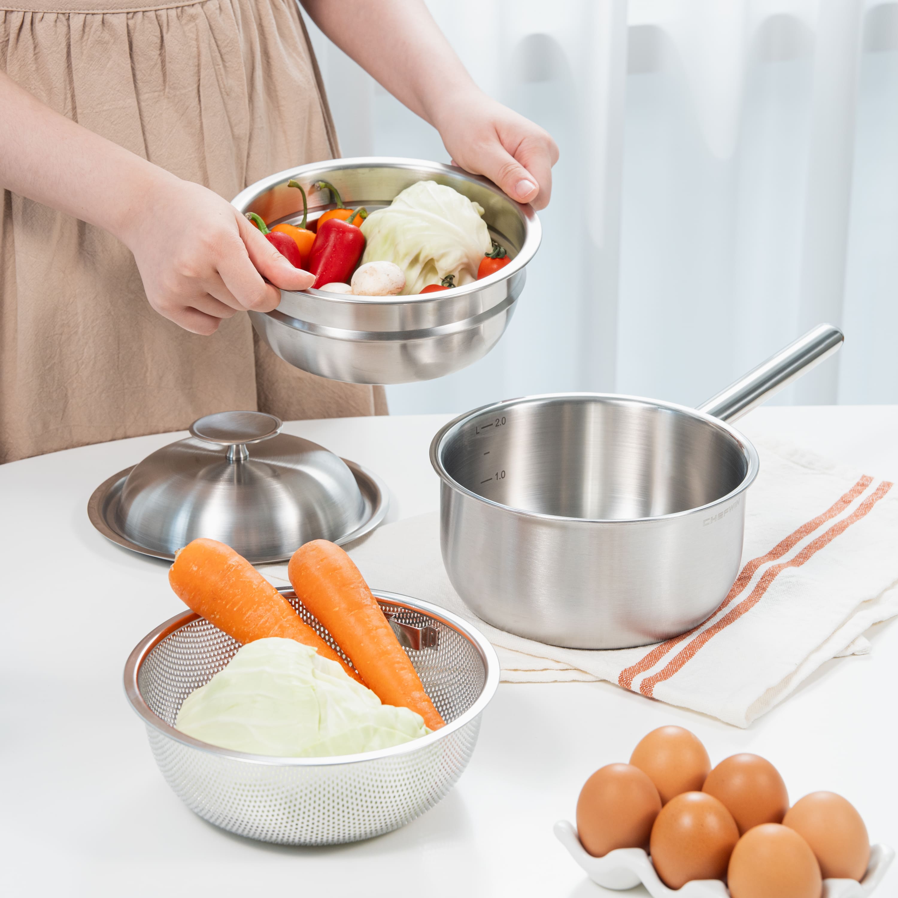 쉐프윈 304STS 올인원 스마트쿠커 스텐 밀크팬 밀크팟 작은냄비 우유냄비 18cm