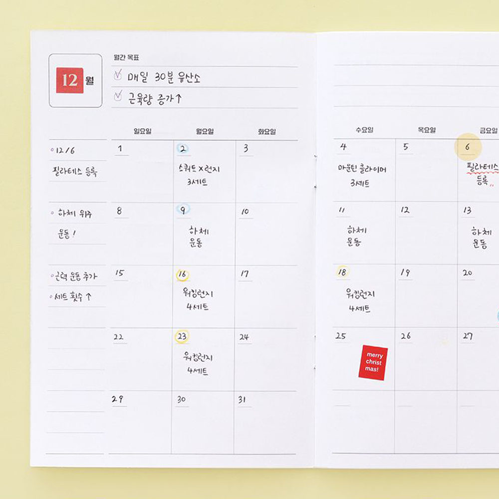 월간운동 다이어트 플래너 헬스 일지 식단 식사 건강 기록 노트 일기 1개월 이미지 6
