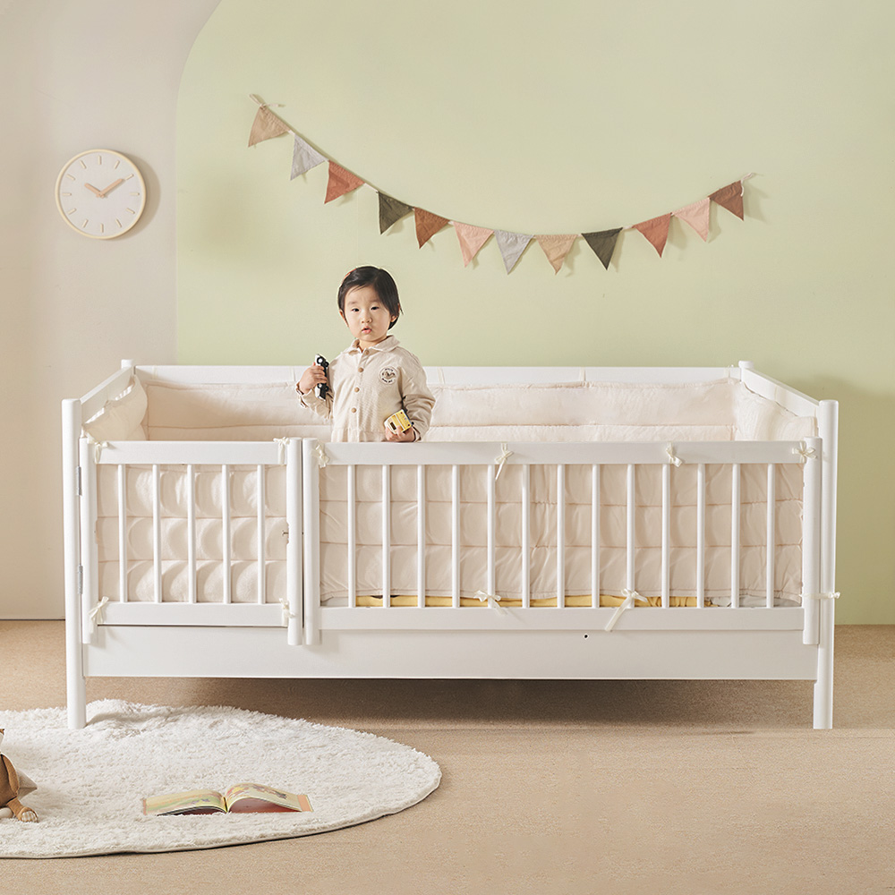 장인가구 뉴피터 SE0 어린이 원목 저상형 데이베드 올가드형 침대 SS +순면메모리폼 범퍼