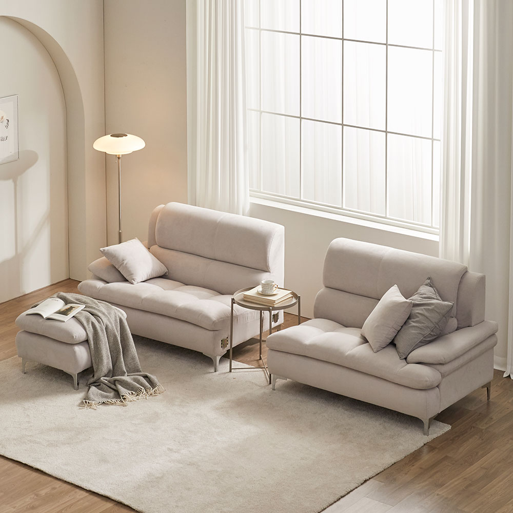 장인가구 콤마 푹신한 아쿠아 패브릭 좌식 예쁜 거실 카페 미니 소파 2인