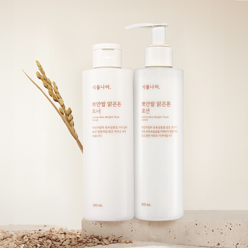 식물나라 뽀얀쌀 맑은톤 토너 200mL + 로션 200mL 2종 세트 제품 이미지