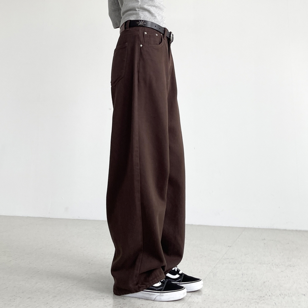 여성와이드팬츠 가을 도톰한 후들 면 코튼 브라운 블랙 여자 벌룬핏 통바지 코지배럴팬츠 - 상세 이미지 4