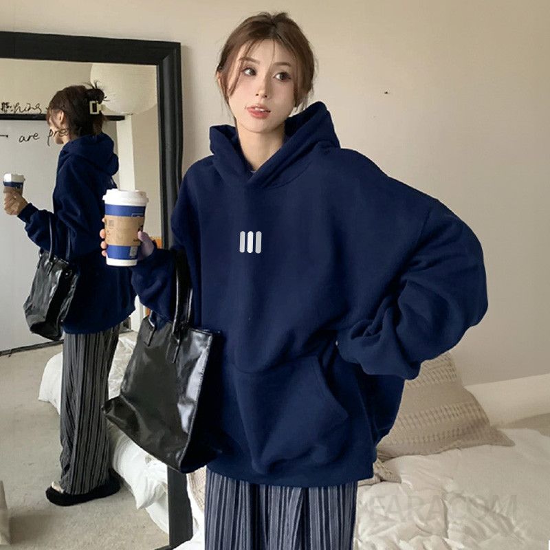 여성 기모 후드티 가을 겨울용 따뜻한 플러스 벨벳 소재 스웨트셔츠 캐주얼 스타일 편안한 착용감 데일리룩에 적합한 - 상세 이미지 5