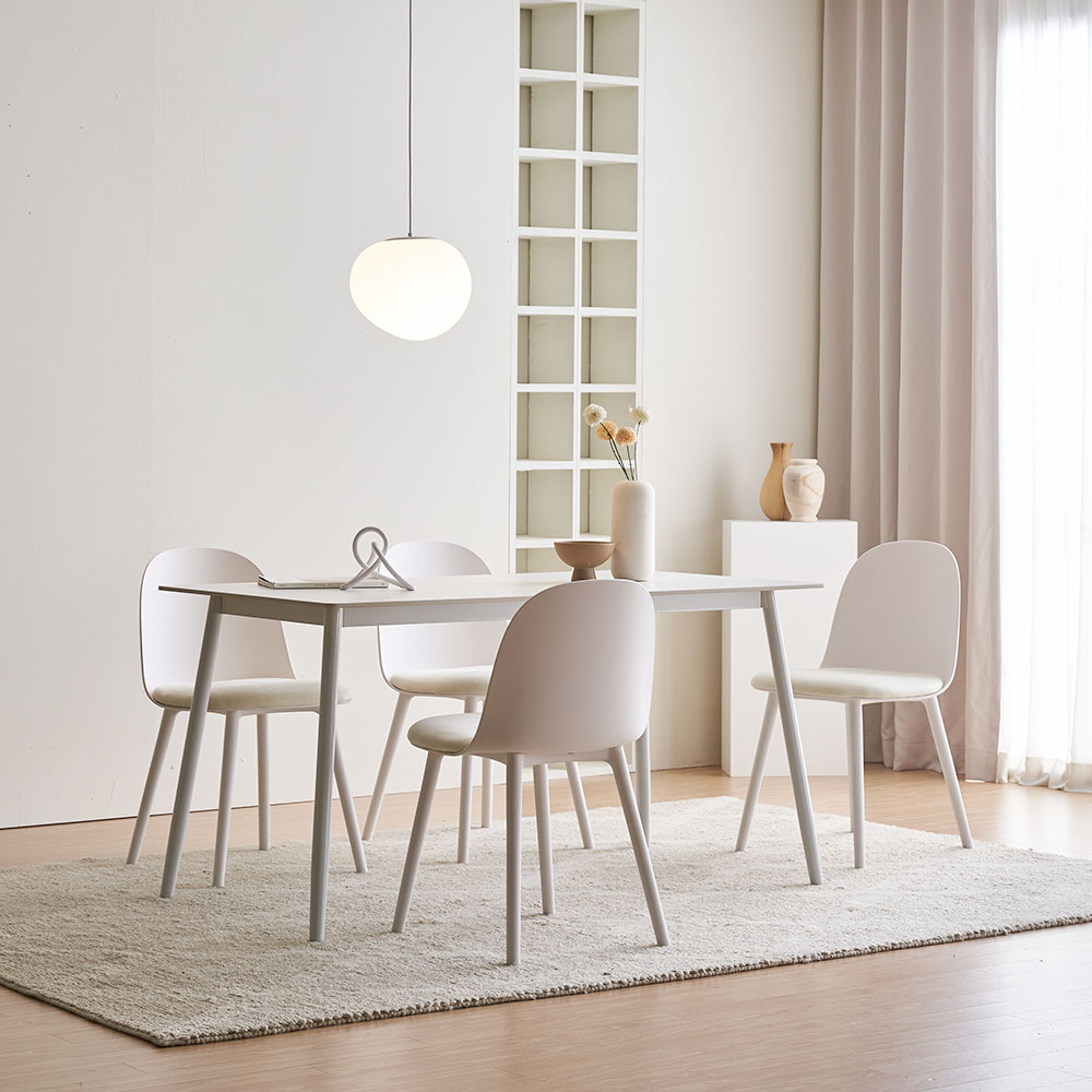 장인가구 벨노아 포세린 세라믹 4인용 1600 와이드 사각 테이블 식탁세트 의자4