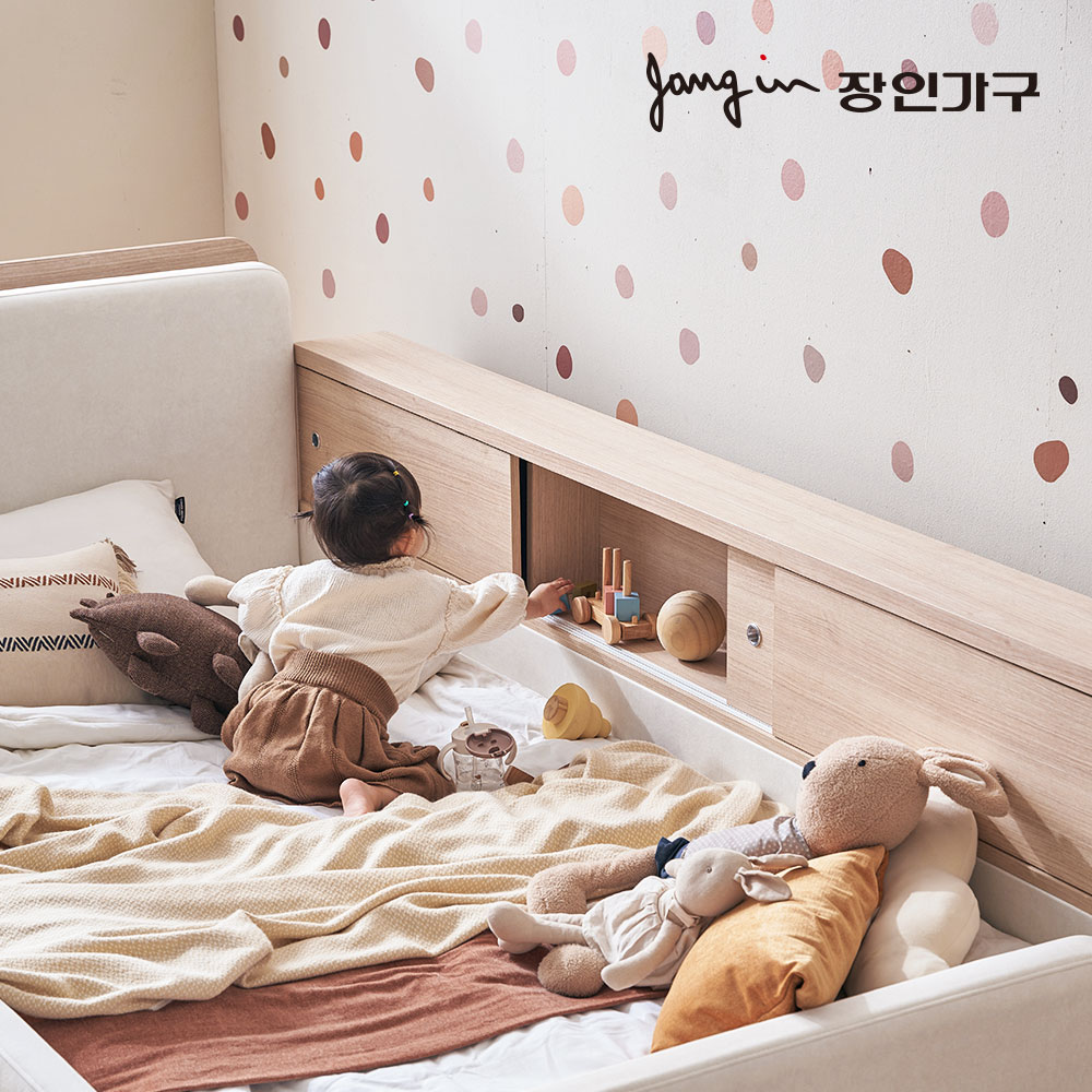 장인가구 하랑 E0 패브릭 볼드헤드 저상형 데이베드 패밀리침대 Q 프레임