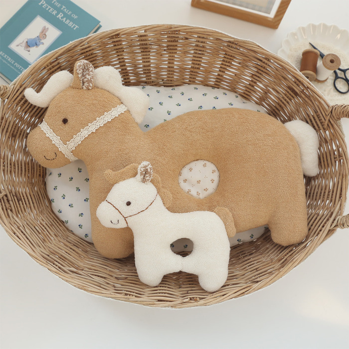 오가닉 아기 말 포니 딸랑이 애착 인형 만들기 임산부 태교바느질 아기용품 DIY