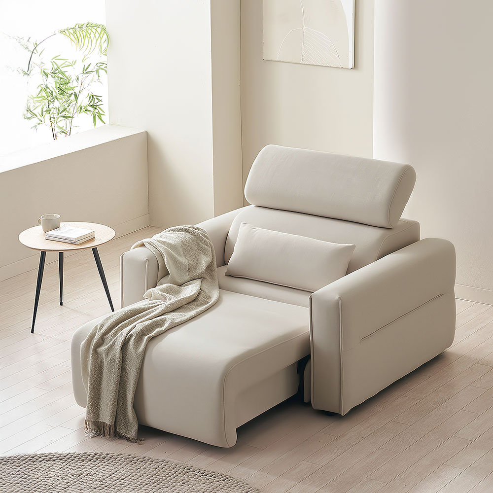장인가구 조디 수유의자 전동 슬라이딩 확장형 1인용 리클라이너 가죽 소파 독서 수면의자